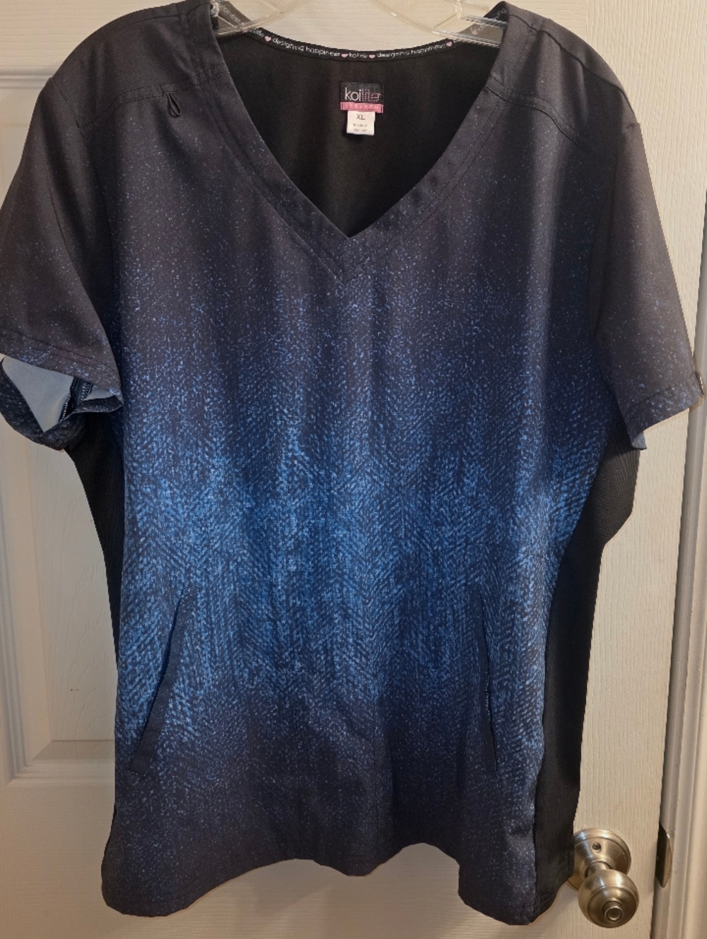 Koi Lite Women's V-Neck Scrub Top in Navy Blue